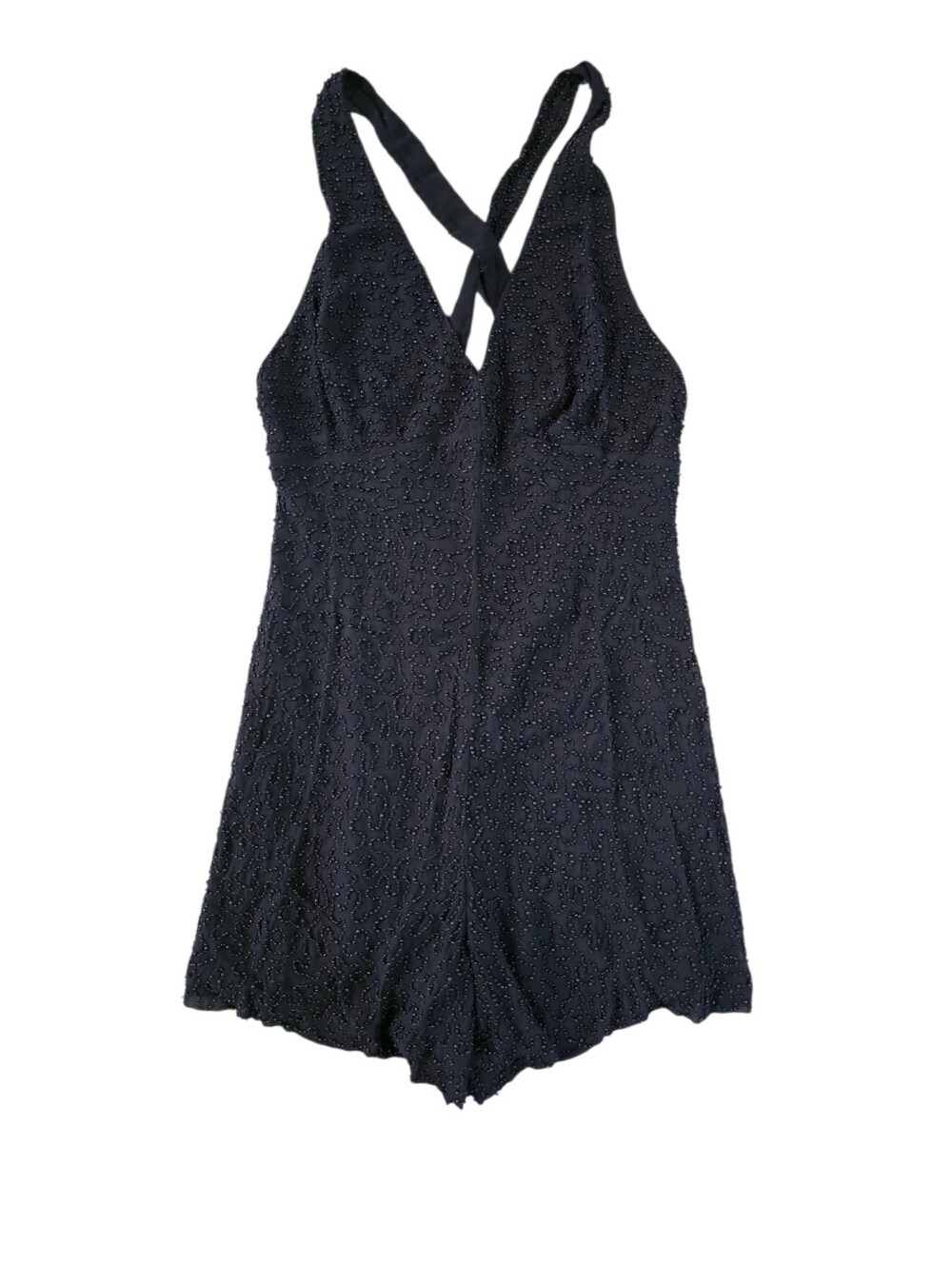 French Connection Size 4 Black Fully Beaded Evening Romper Jumpsuit